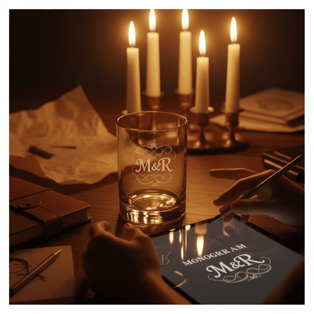 Designer reviewing custom engraving design concept