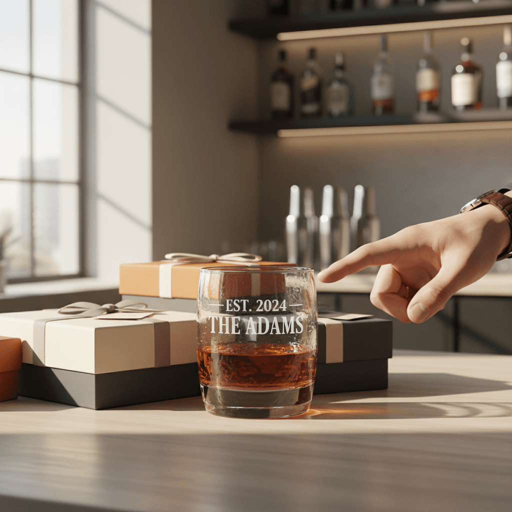 Custom engraved birthday gift glass with personalized text