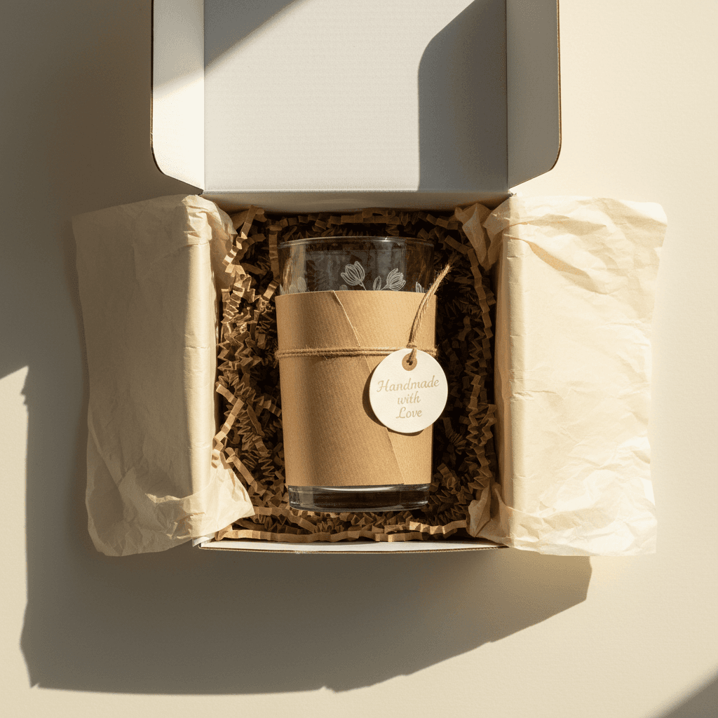 Custom engraved glass in gift-ready packaging